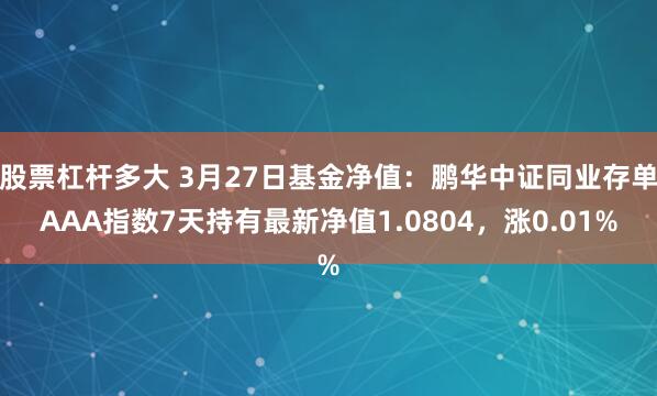 股票杠杆多大 3月27日基金净值：鹏华中证同业存单AAA指数7天持有最新净值1.0804，涨0.01%