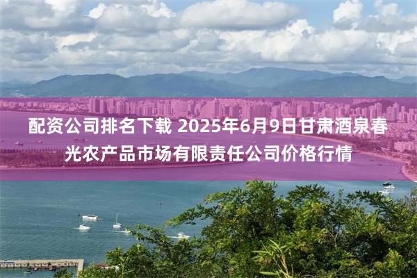 配资公司排名下载 2025年6月9日甘肃酒泉春光农产品市场有限责任公司价格行情