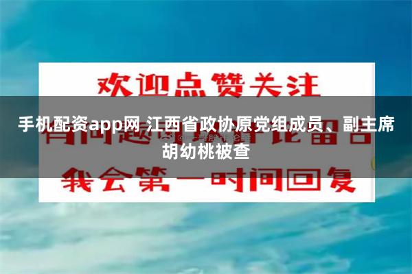 手机配资app网 江西省政协原党组成员、副主席胡幼桃被查