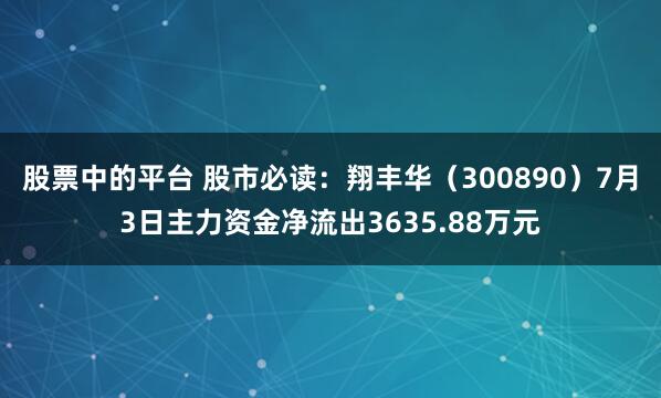 股票中的平台 股市必读：翔丰华（300890）7月3日主力资金净流出3635.88万元